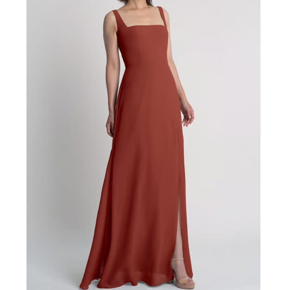 NEW Jenny Yoo Bridesmaid Dress English Rose Size 4 Long Maxi Jenna Luxe Chiffon